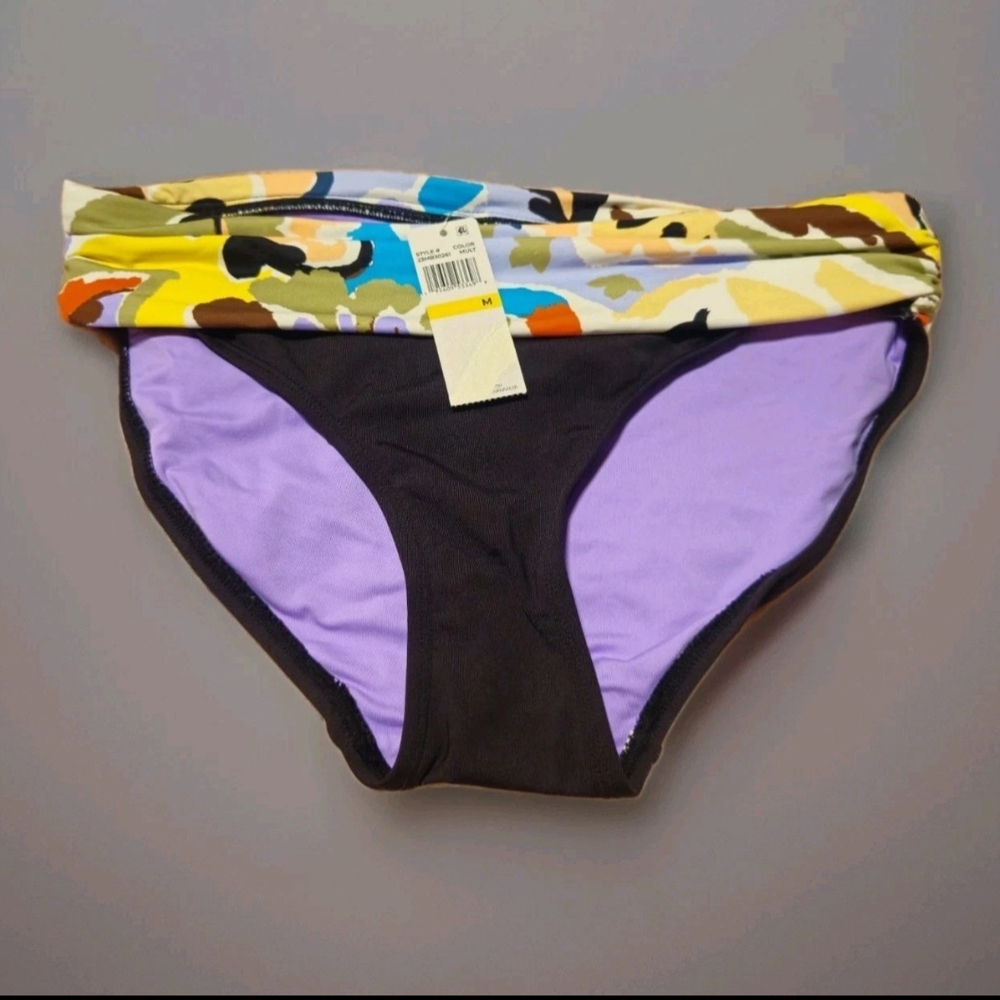 Anne Cole Fold Over Printed Bikini Bottom Multi Color Size Xsmall & Medium NEW